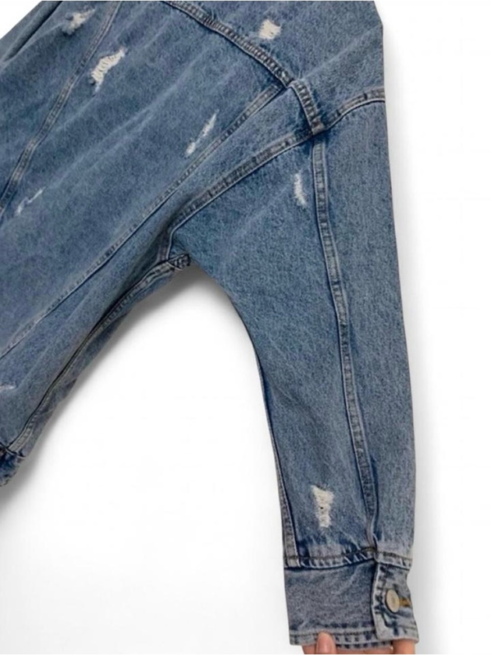Pull&Bear Distressed Denim Jacket - Picture 7 of 8